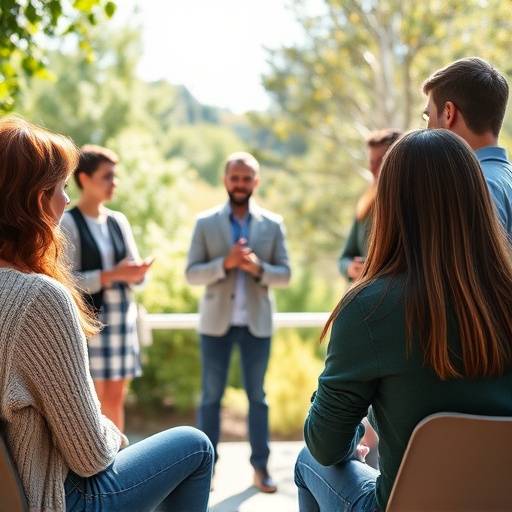 Imagem do curso: grupo de pessoas praticando apresentaäões em püblico.